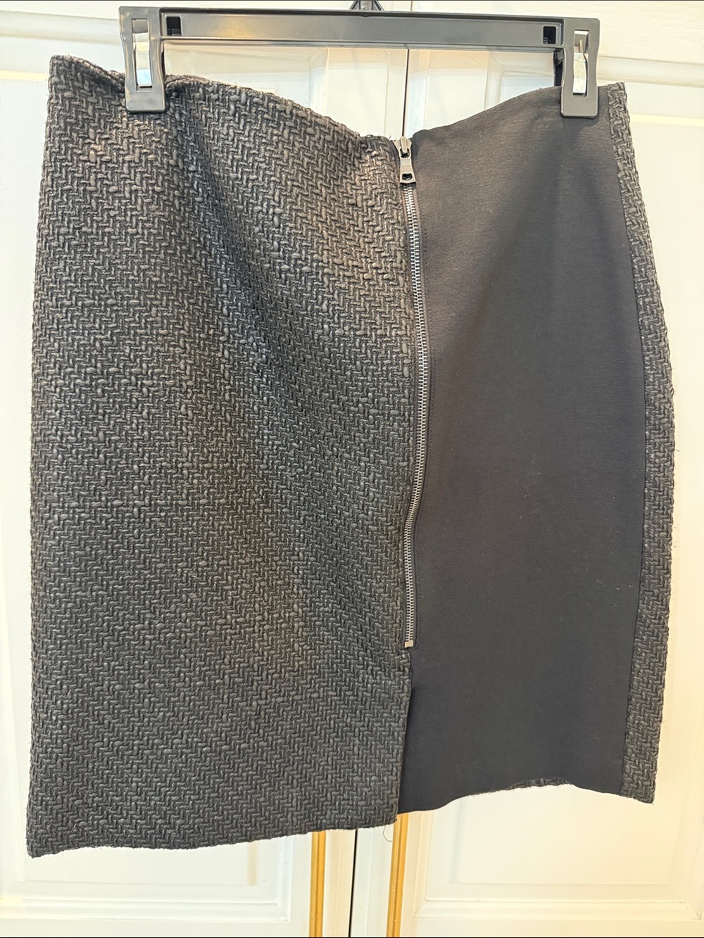 Ann Taylor Two-Texture Charcoal Gray Pencil Skirt
